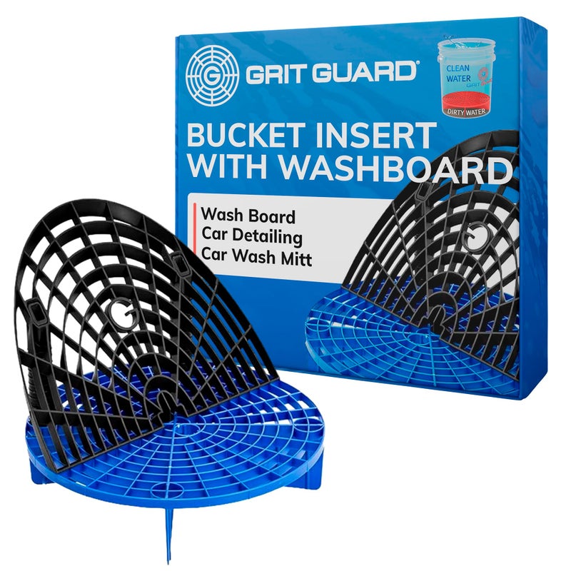 Grit Guard The Original Grit Guard Bucket Insert with Washboard Combo | Removes Dirt from Wash Mitt for Detailing | Car Wash Bucket Insert & Washboard | Black/Blue - Image 1